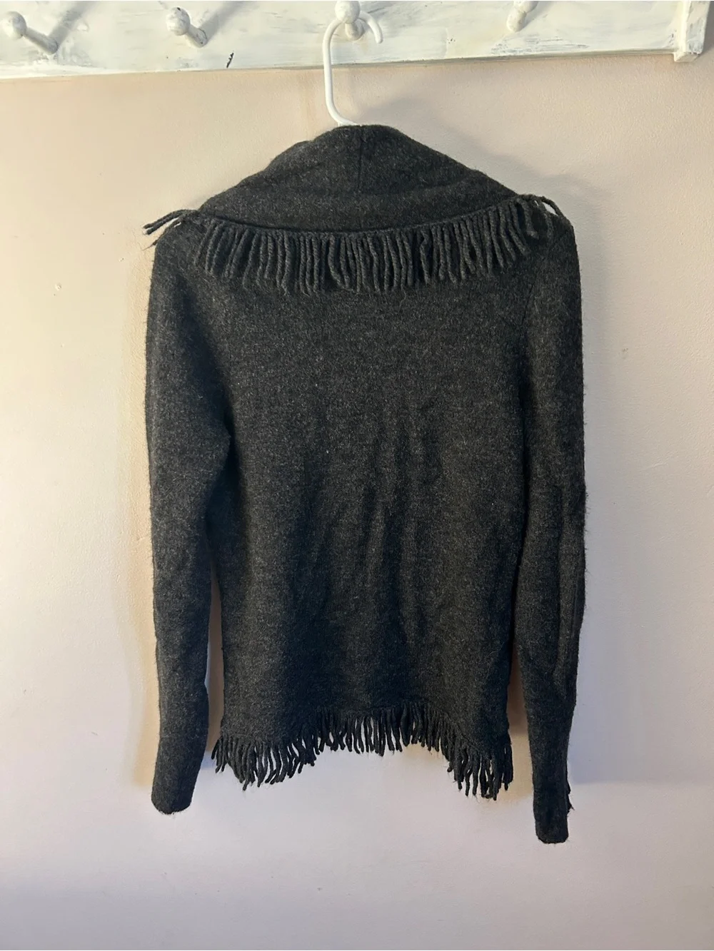Fringe Trim Open Front Women's Sweater Cardigan - Picture 4 of 4